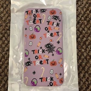 Halloween trick or treat light purple apple iPhoneX case. Pumpkin ghost spider